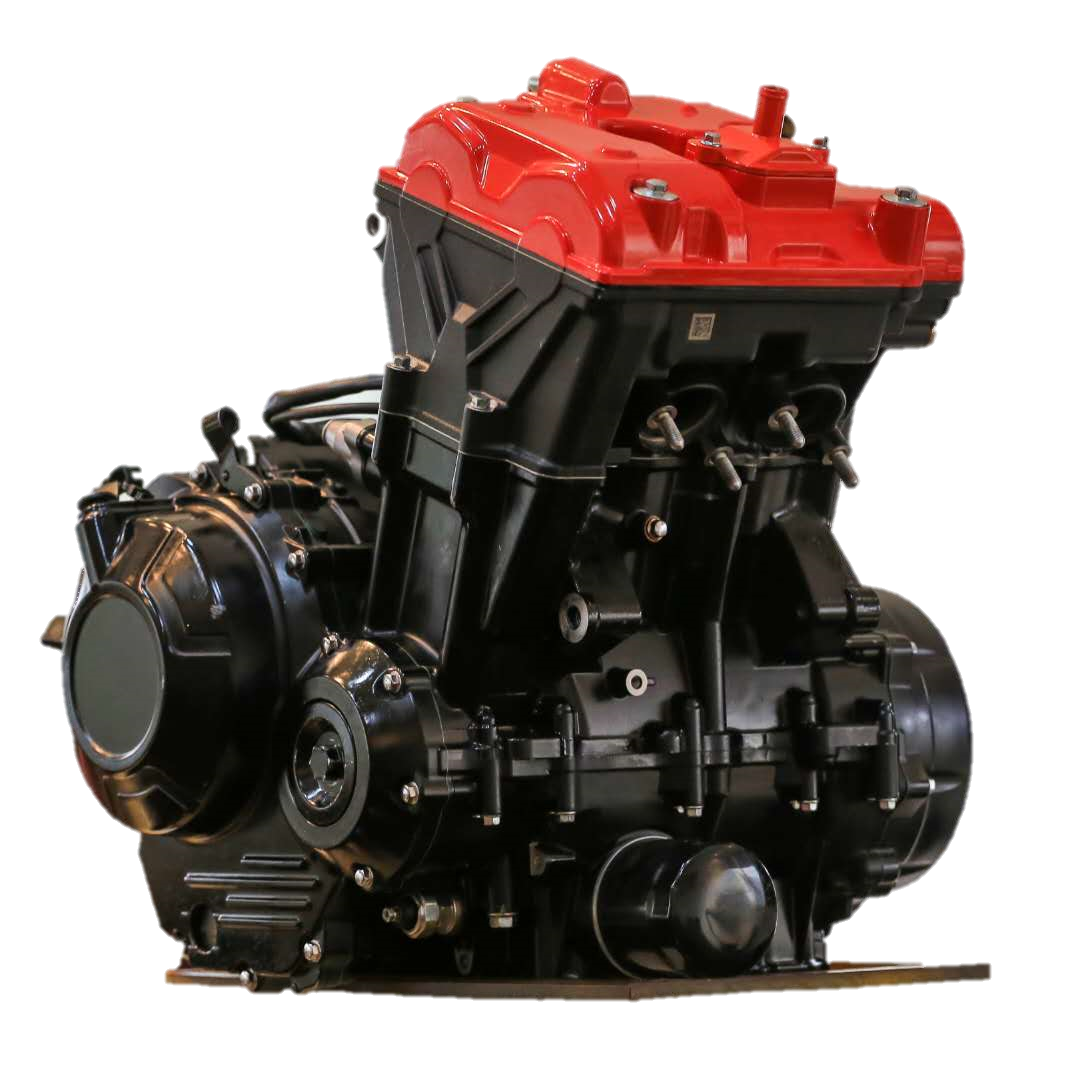 SR500 twin motorcycle engine with a red cover and black cases